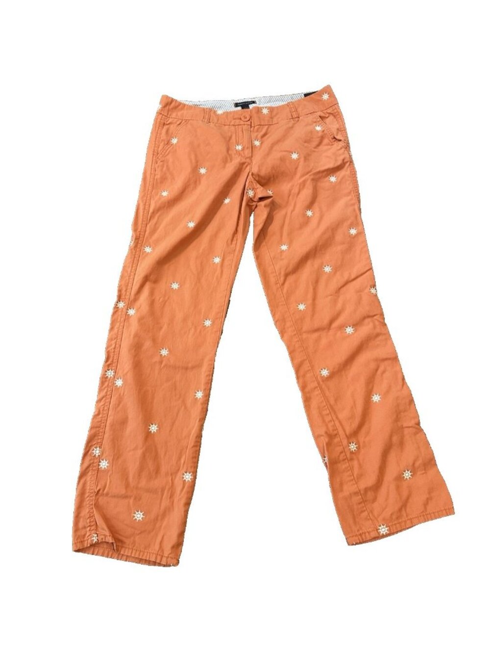 Tommy Hilfiger Womens Chino Pants 6 Orange Embroidered Nautical Ship Wheel Sail